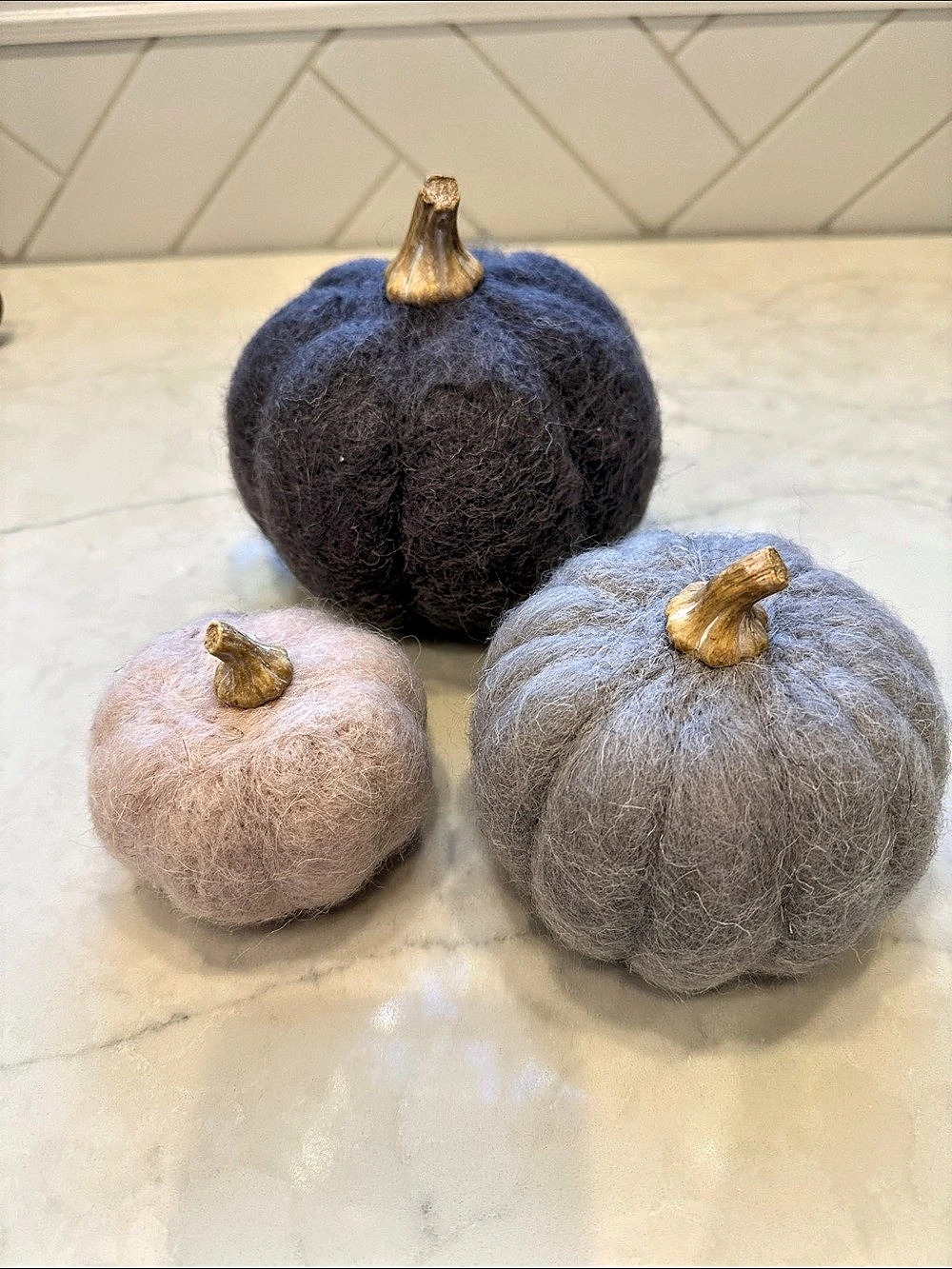 Set of 3 Fuzzy Pumpkins
